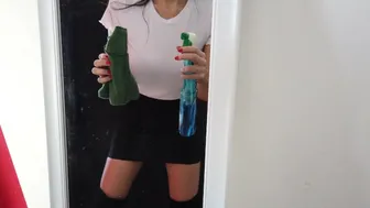 Tik Tok challenge: wipe it down - Big tits teen
