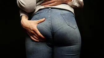 sexy girl with a big ass in tight jeans