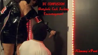 BI CONFUSION BISEXUAL GLORYHOLE Mistress makes you suck cock at the gloryhole and eat cum