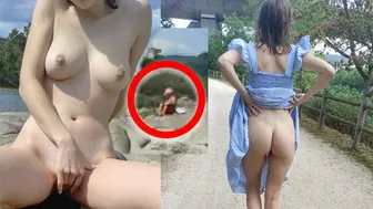 GORGEOUS GIRL MASTURBATE IN PUBLIC watched by strangers. Adventure at the river. AMATEUR.