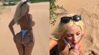 Petite blonde with big ass fucks on the beach! OUTDOOR SEX - Lana Myers