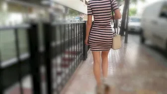 Walking In a Short Tight Dress Around Town