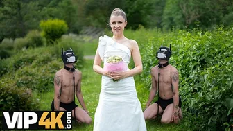 BRIDE4K. Blonde bride with natural tits enjoyed a good fuck on her kinky wedding