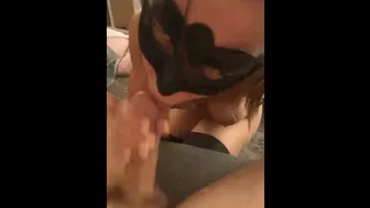 Real Amateur, filmed on mobile. Hot French Milf touches herself and then sucks cock until facial