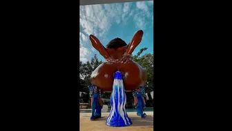 Riding my big blue Dildo Outside and Squirting all along