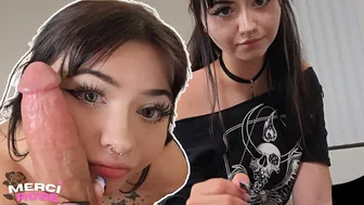 SHY GOTH GIRL ONLY WANTS TO SUCK MY DICK AND I CUM ON HER FACE