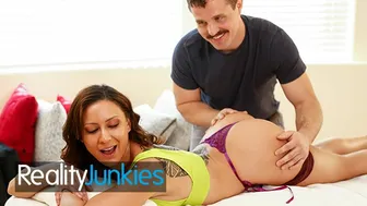 REALITYJUNKIES - French Brunette Enjoys A Sensual Massage And A Hot Load On Her Round Ass