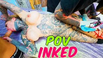 Big Tits Tattoo Babe Gets a Hard ANAL Pounding During a Tattoo Session - Gaping and ATM