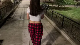 Young man stays outside the house and cheats on her boyfriend with the neighbor
