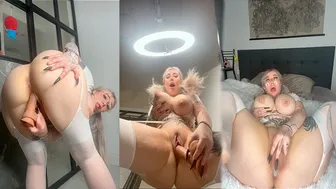 on my Step Sister Hard Fucking Herself in Different Positions and Cums