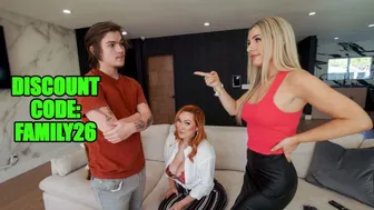 Busty MILFs Bunny Madison and Taylor Gunner Share Young Stepson's Cock