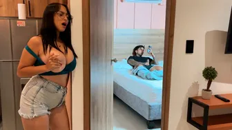 My stepsister walks into my room unannounced... and we end up fucking hard
