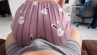 My stepsister pressed herself against my cock in cute pajamas. humping me and she got what she wanted