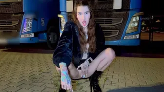 He paid a whore in a truck park and fucked her in public next to the car