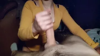 I Jerk My Stepbro's Hard Dick Huge Cumshot