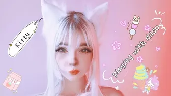 Cat girl fucks her pussy two dildo