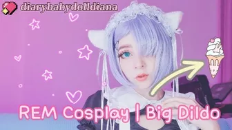 REM fucks a huge dildo and cums hard